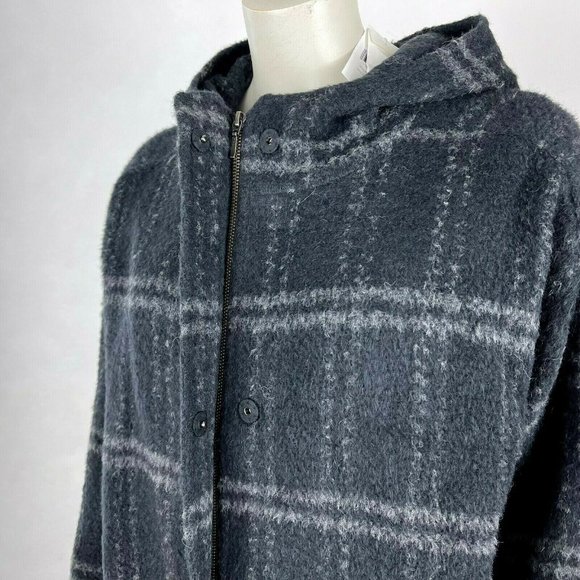 Eileen Fisher Chash Alpaca Blend Hooded Coat Lined Pockets Plaid Women XL NWT - Picture 13 of 16
